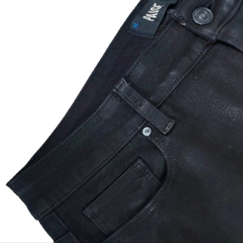Paige Anessa Wide Leg Denim Jean Size 31 Ankle Black Coated - Picture 10 of 15